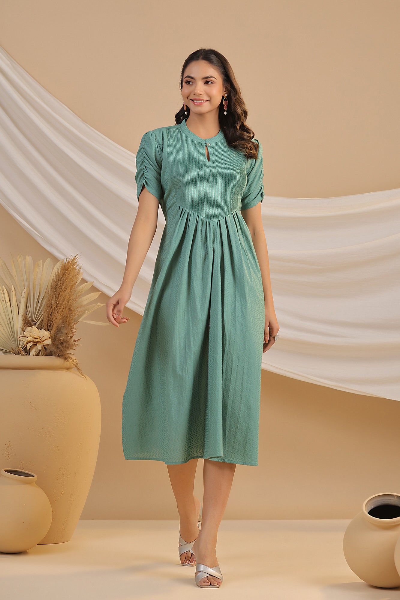 Dusty Green Cotton Dress