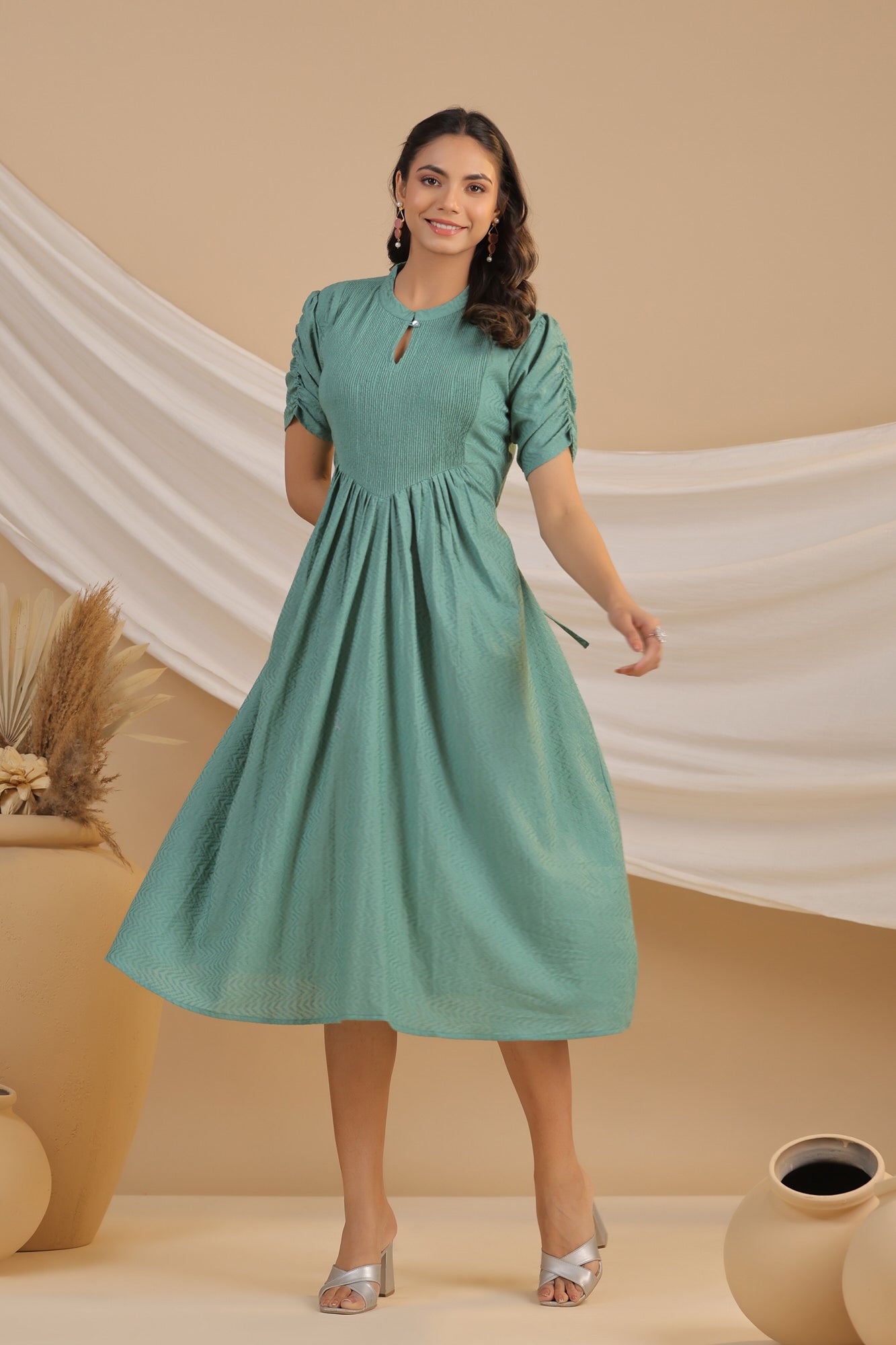 Dusty Green Cotton Dress