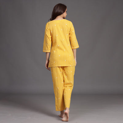 Stroked Rings on Yellow Loungewear JISORA