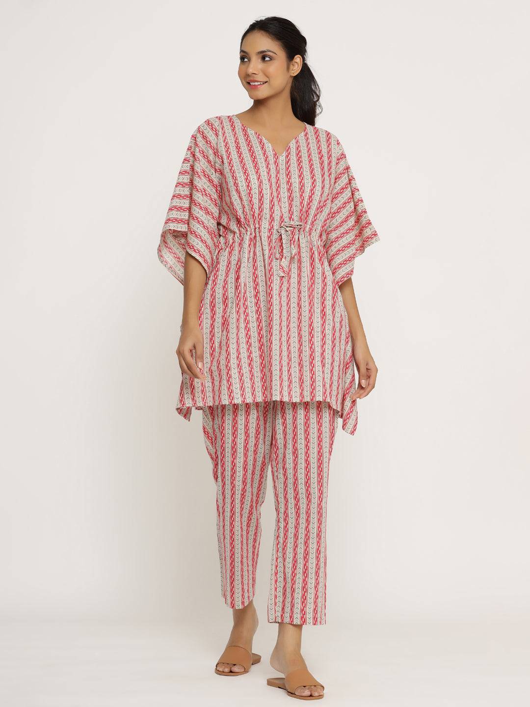 Arrow Stripes on Grey Kaftan Pyjama JISORA