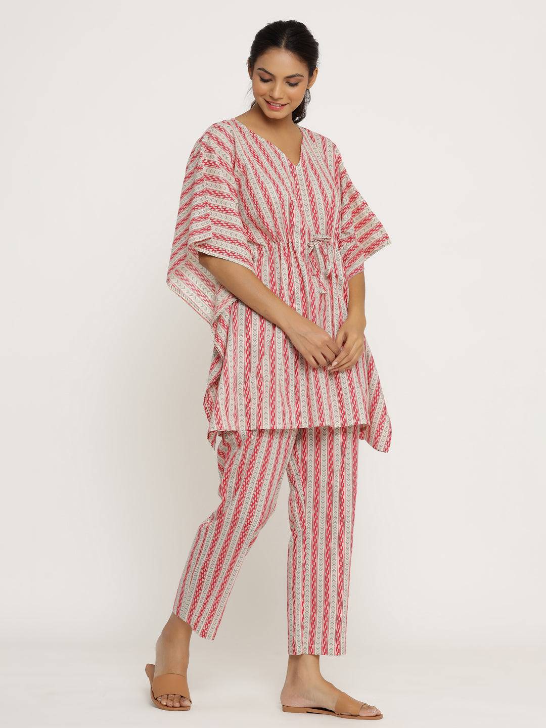 Arrow Stripes on Grey Kaftan Pyjama JISORA