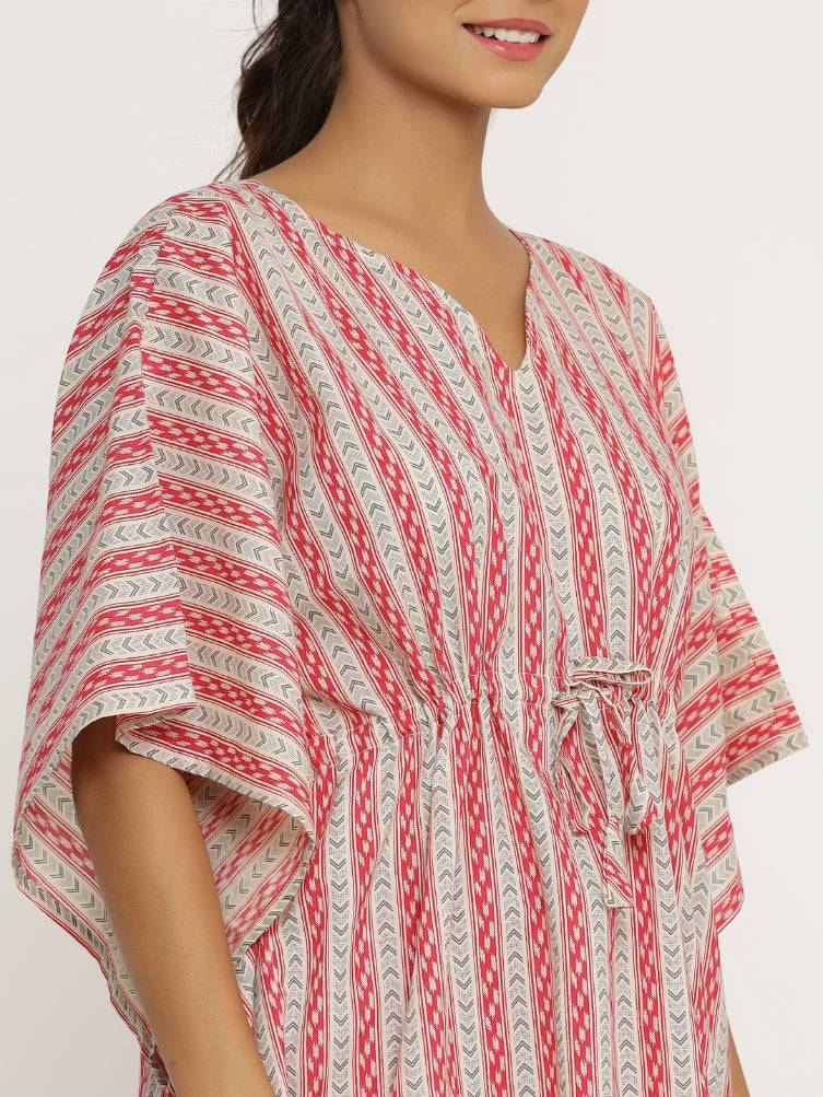 Arrow Stripes on Grey Kaftan Pyjama JISORA