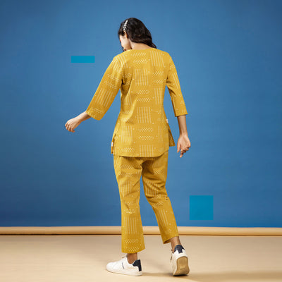 Patterned Dots on Mustard Loungewear JISORA