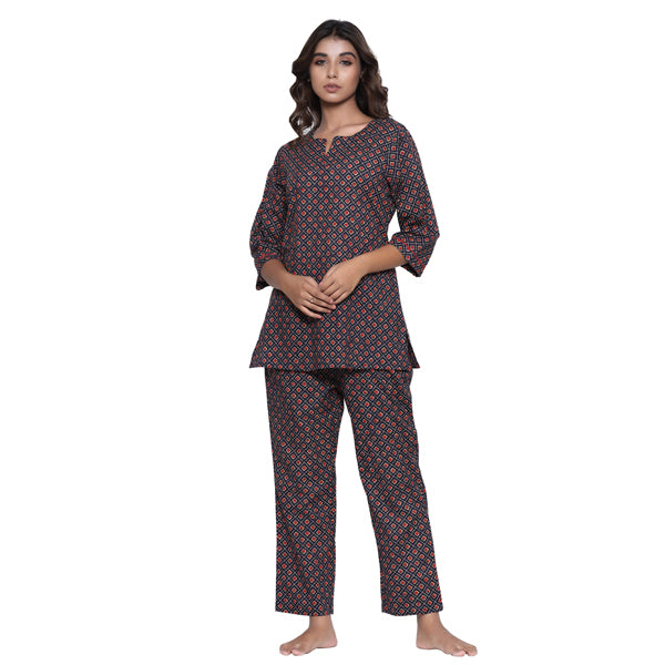 Royal Motifs on Blue Loungewear JISORA