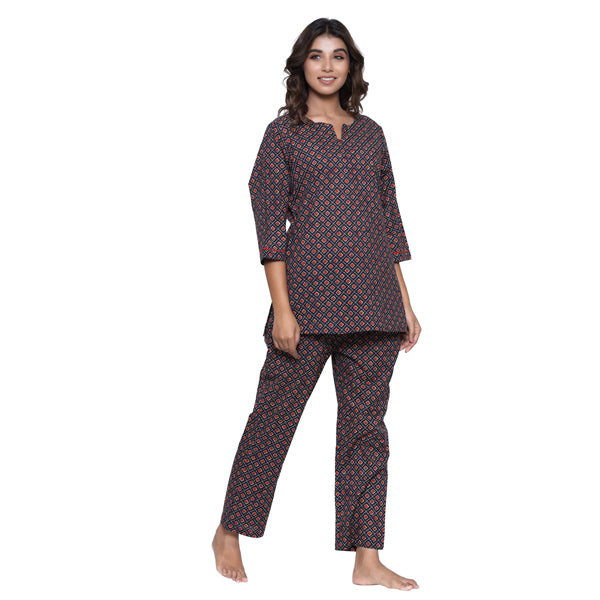 Royal Motifs on Blue Loungewear JISORA