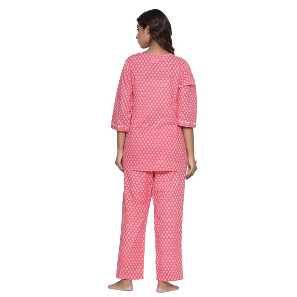 White Dahlia On Pink Loungewear Jisora India