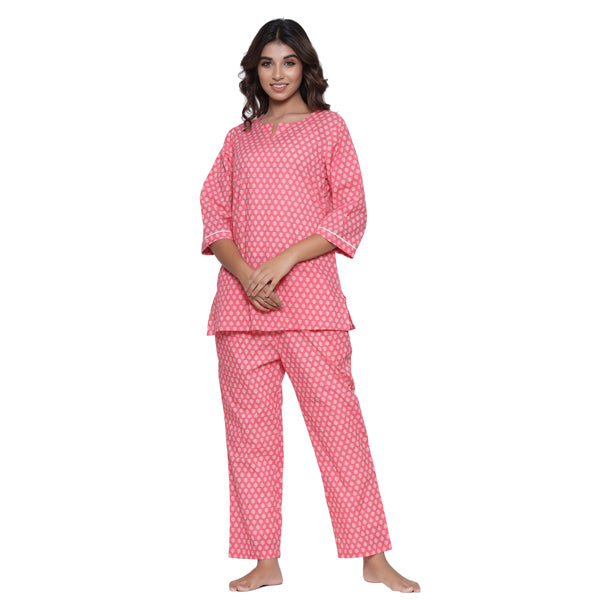 White Dahlia On Pink Loungewear Jisora India