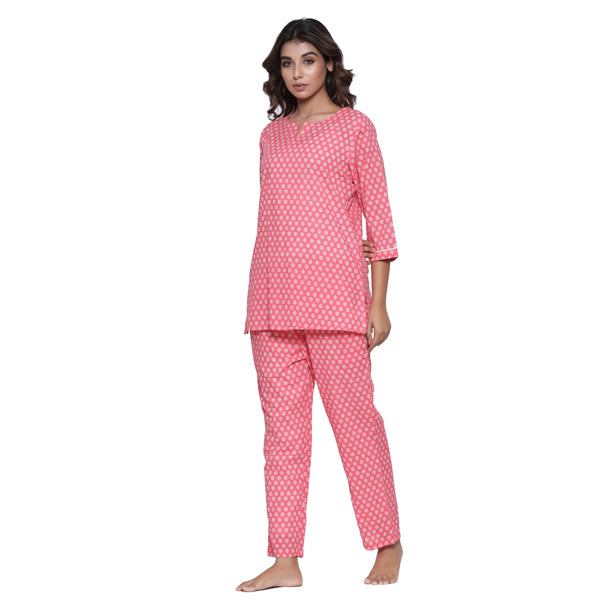 White Dahlia On Pink Loungewear Jisora India