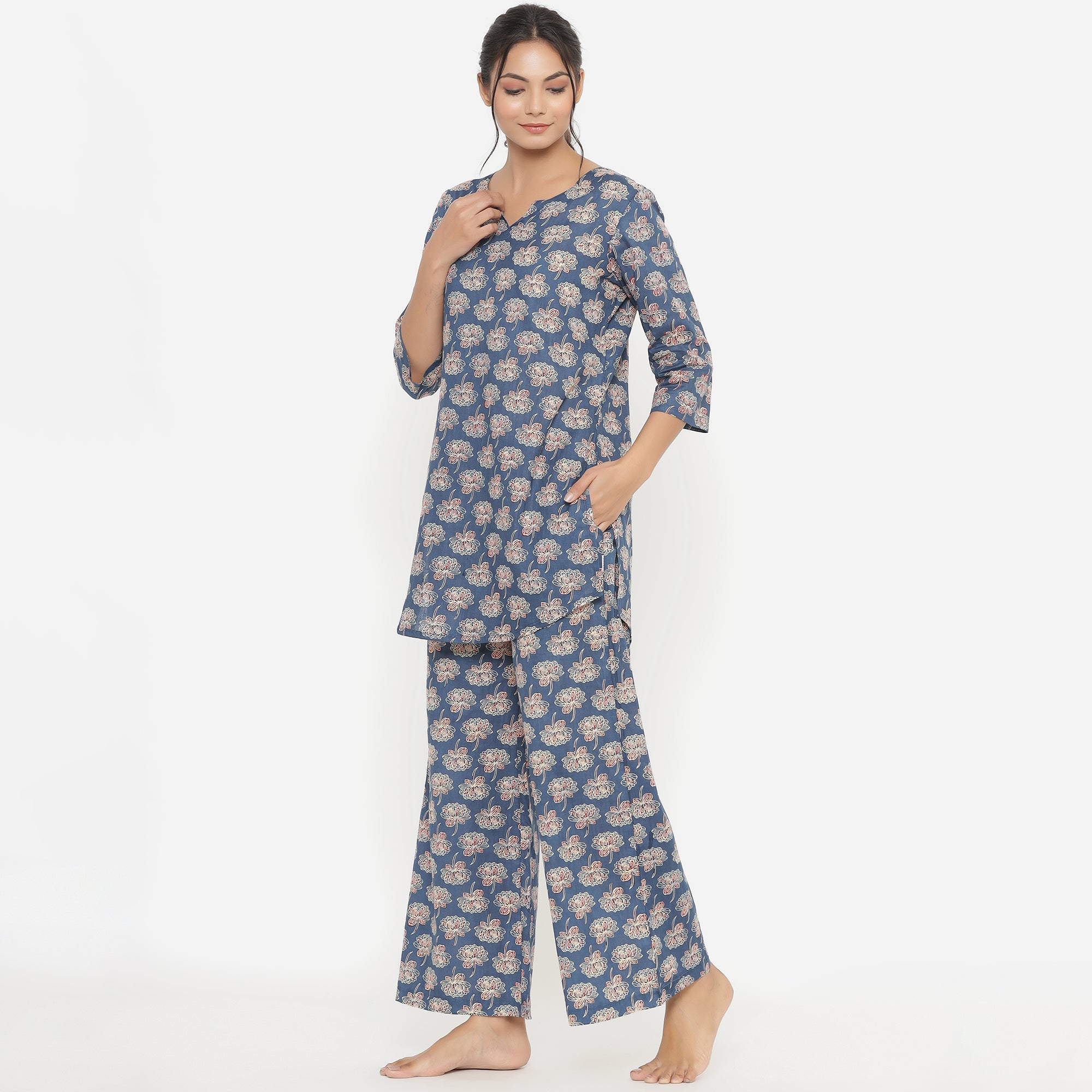 Lotus on Indigo Loungewear Top Set