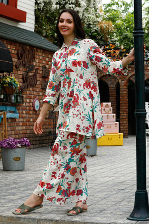 Floating Petals Russian Silk Co-ord Set