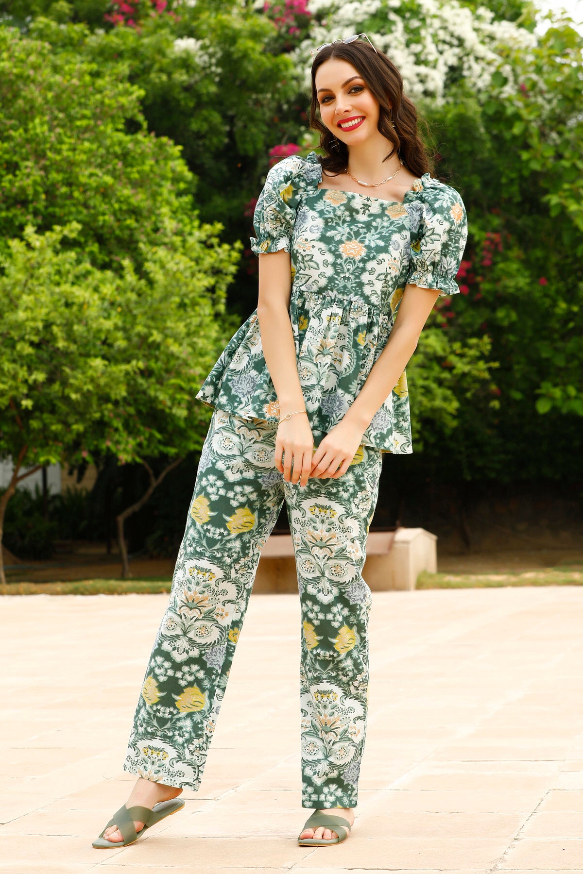 Zen Floral Haven Cotton Co ord set – JISORA