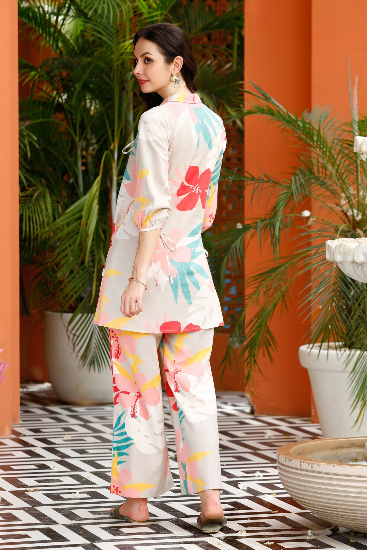 Graceful Vacation Florals Cotton Flex Co-ord Set