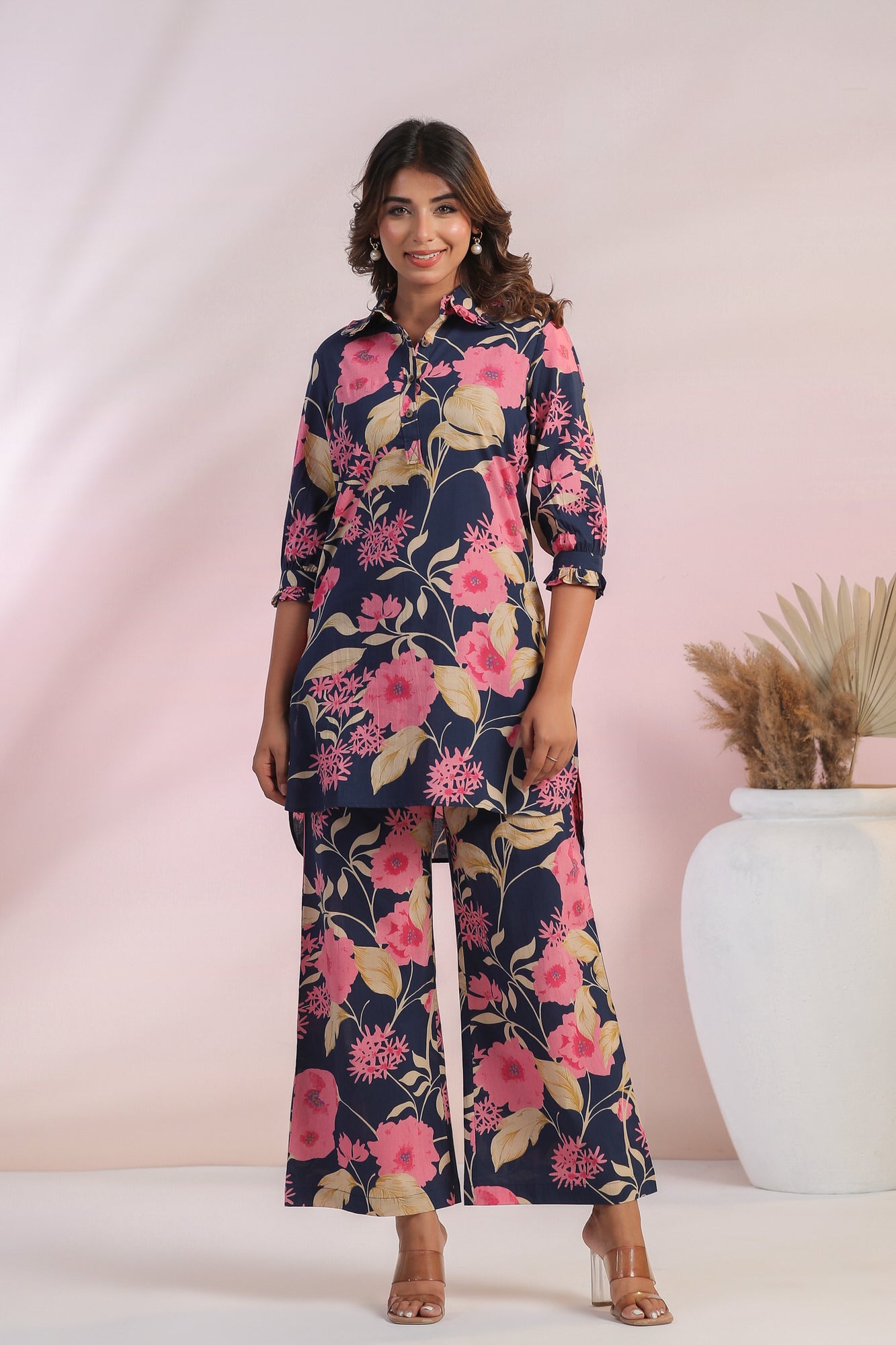 Ink Enigma Cotton Palazzo Loungewear Set