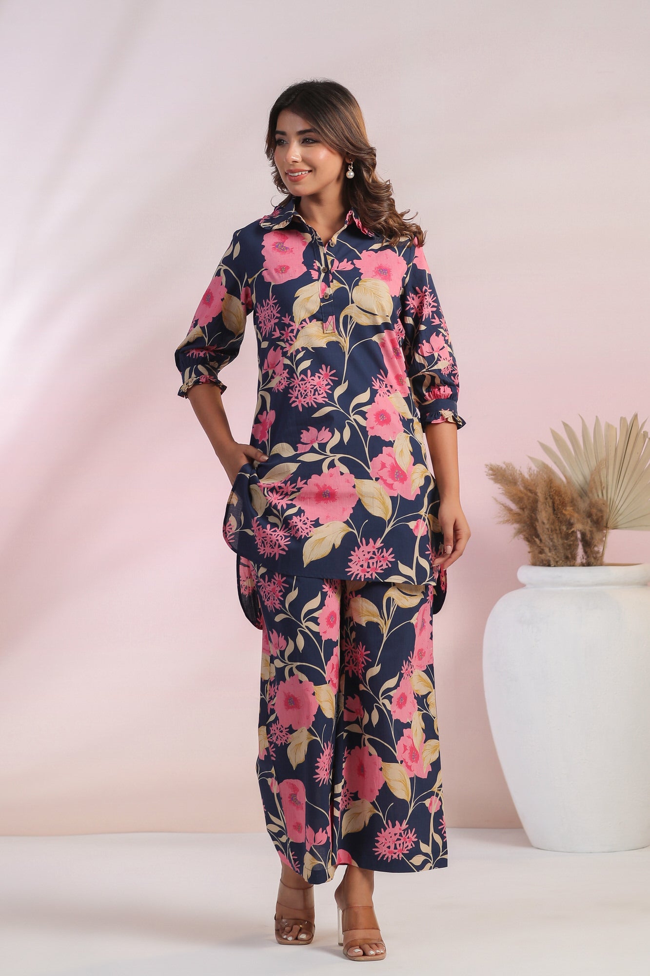 Ink Enigma Cotton Palazzo Loungewear Set