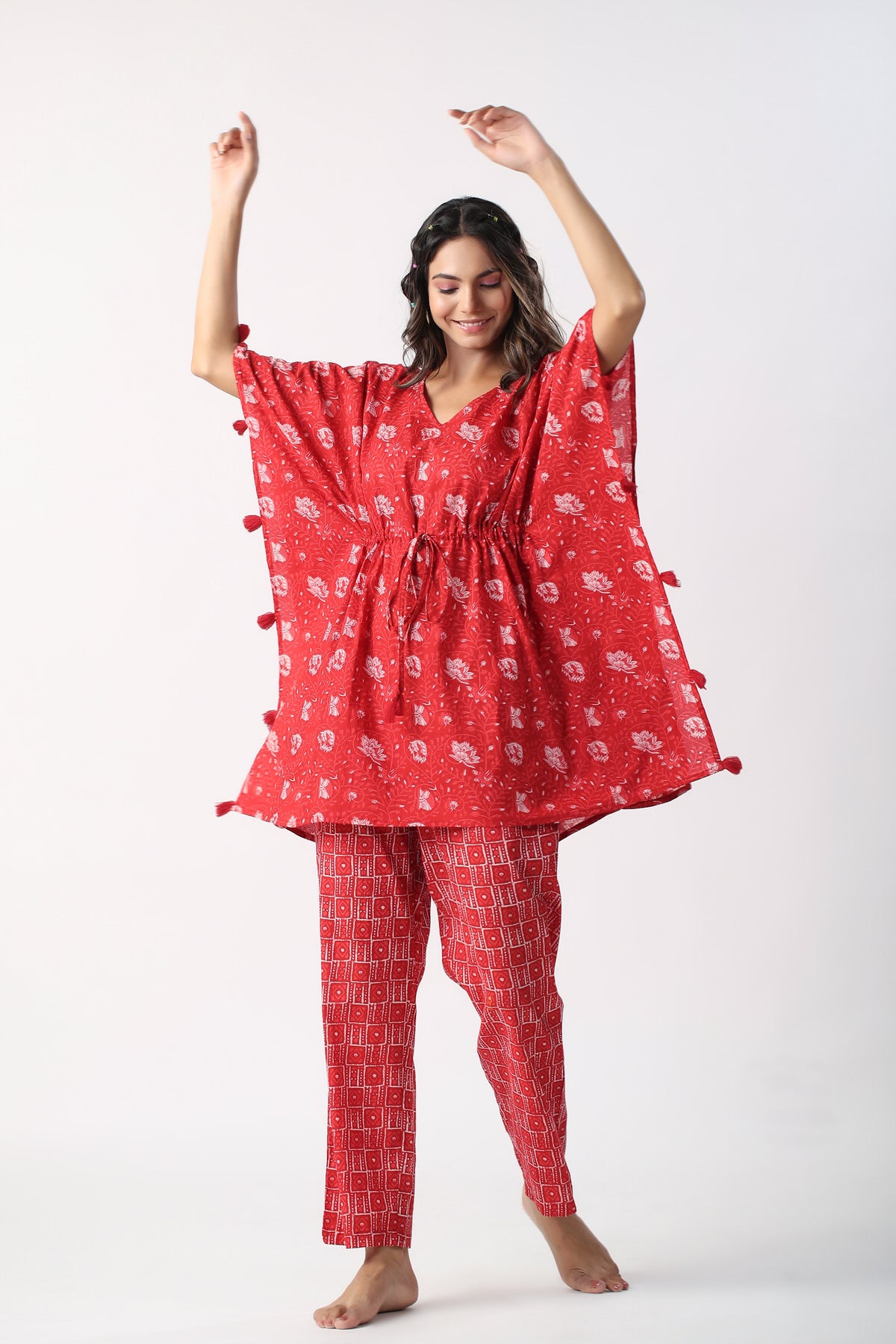 Rose Charades Cotton Kaftan pajama set