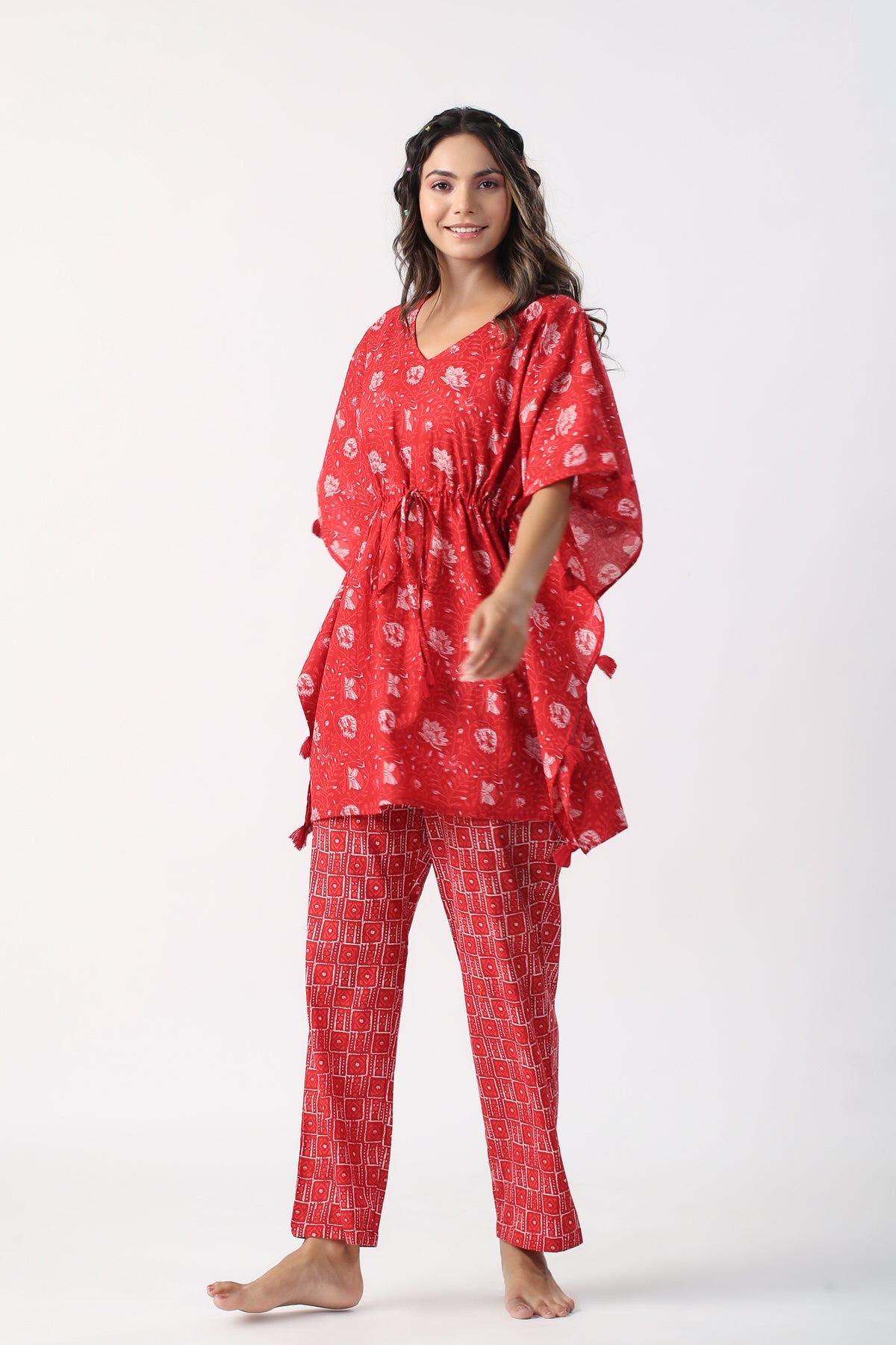 Rose Charades Cotton Kaftan pajama set