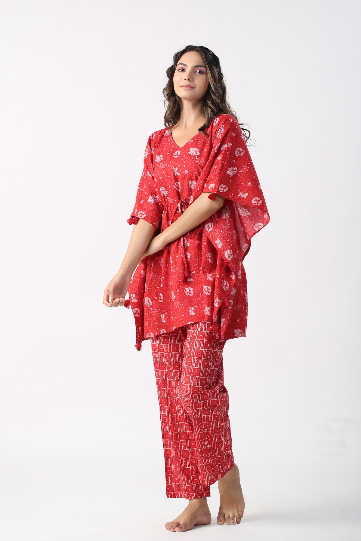 Rose Charades Cotton Kaftan pajama set