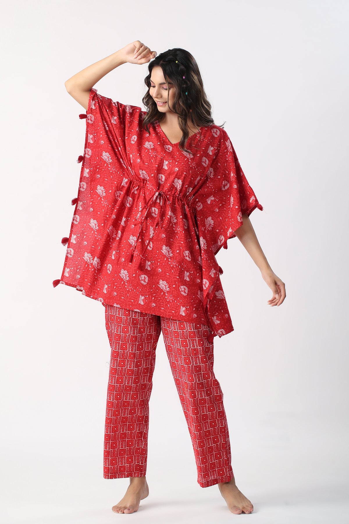 Rose Charades Cotton Kaftan pajama set