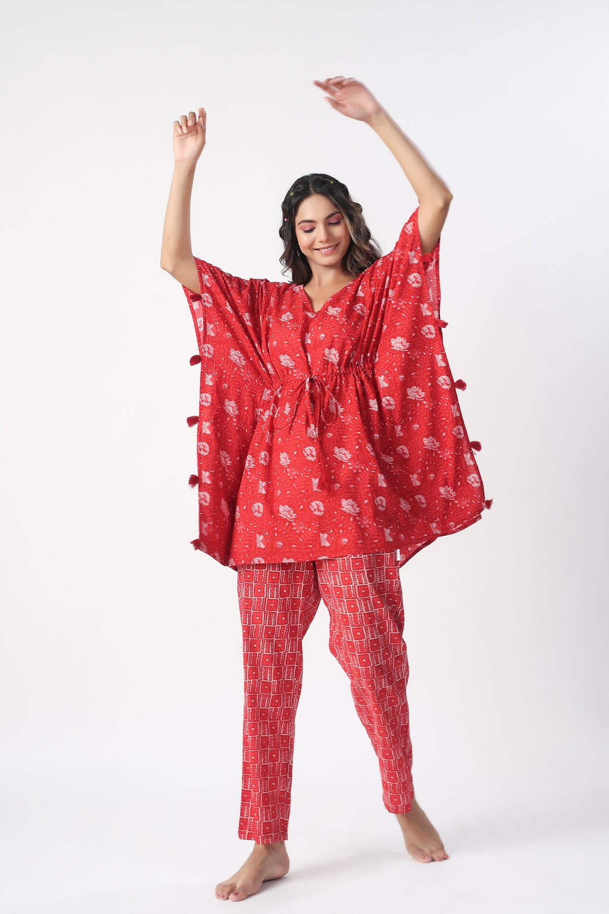 Rose Charades Cotton Kaftan pajama set