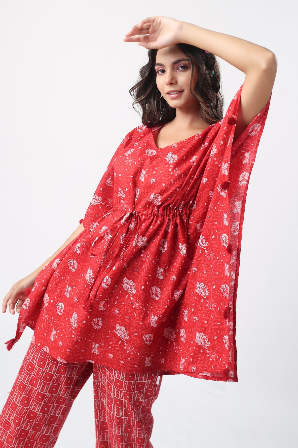 Rose Charades Cotton Kaftan pajama set