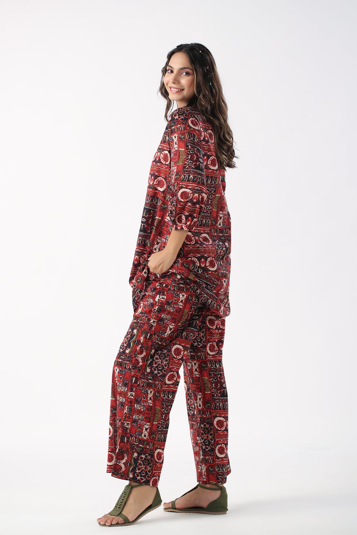 Crimson Noir Cotton Loungewear Set