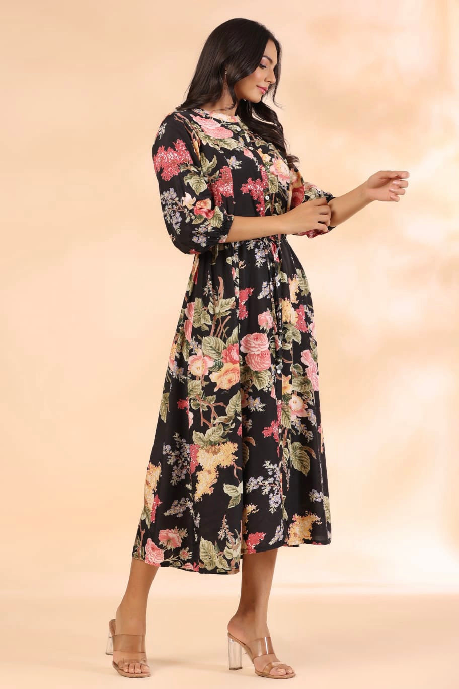 Bageecha on Black Russian Silk MIDI Dress