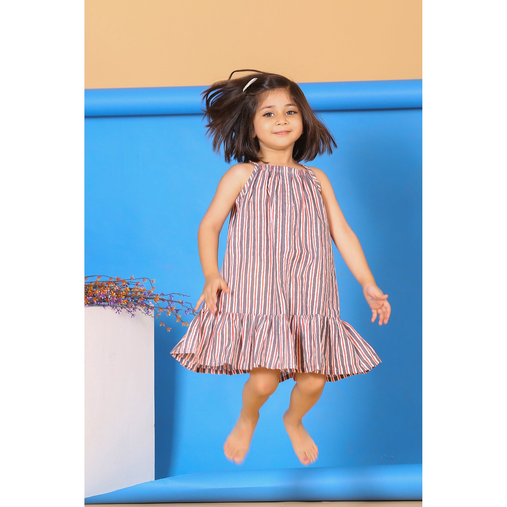 Stripes on Grey Kids Dress