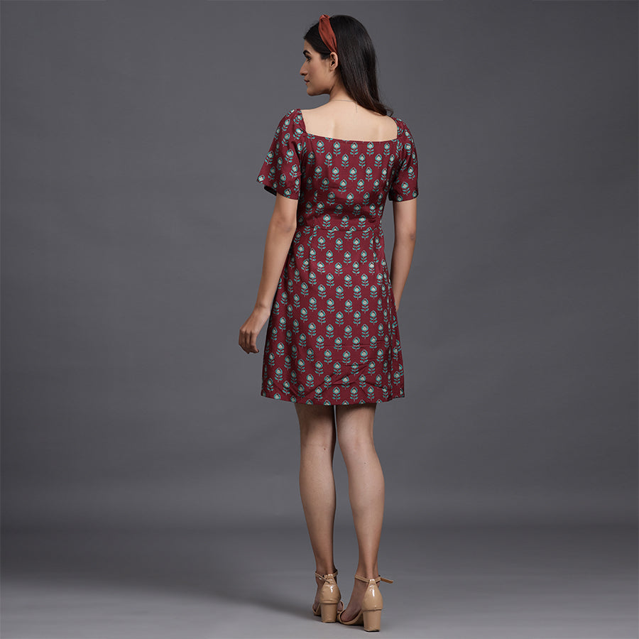 Mimosa on Maroon Silk Dress