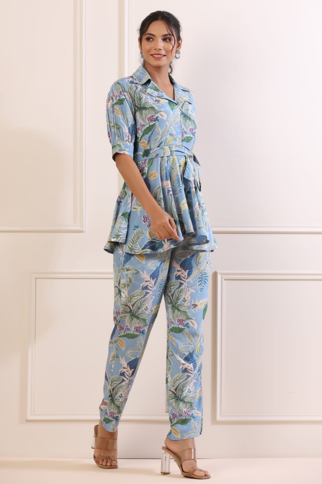 Botanical Russian Silk Sky Blue Co-ord Set