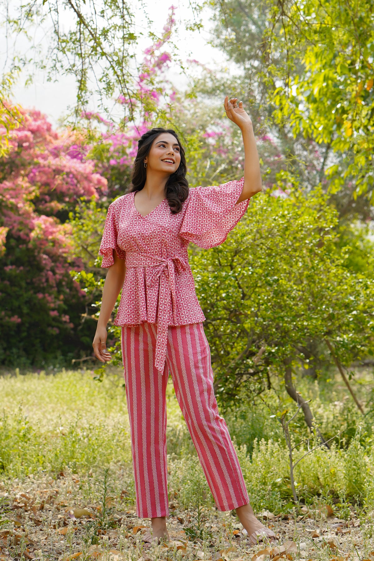 Garden treasures on Pink Loungewear Top Set