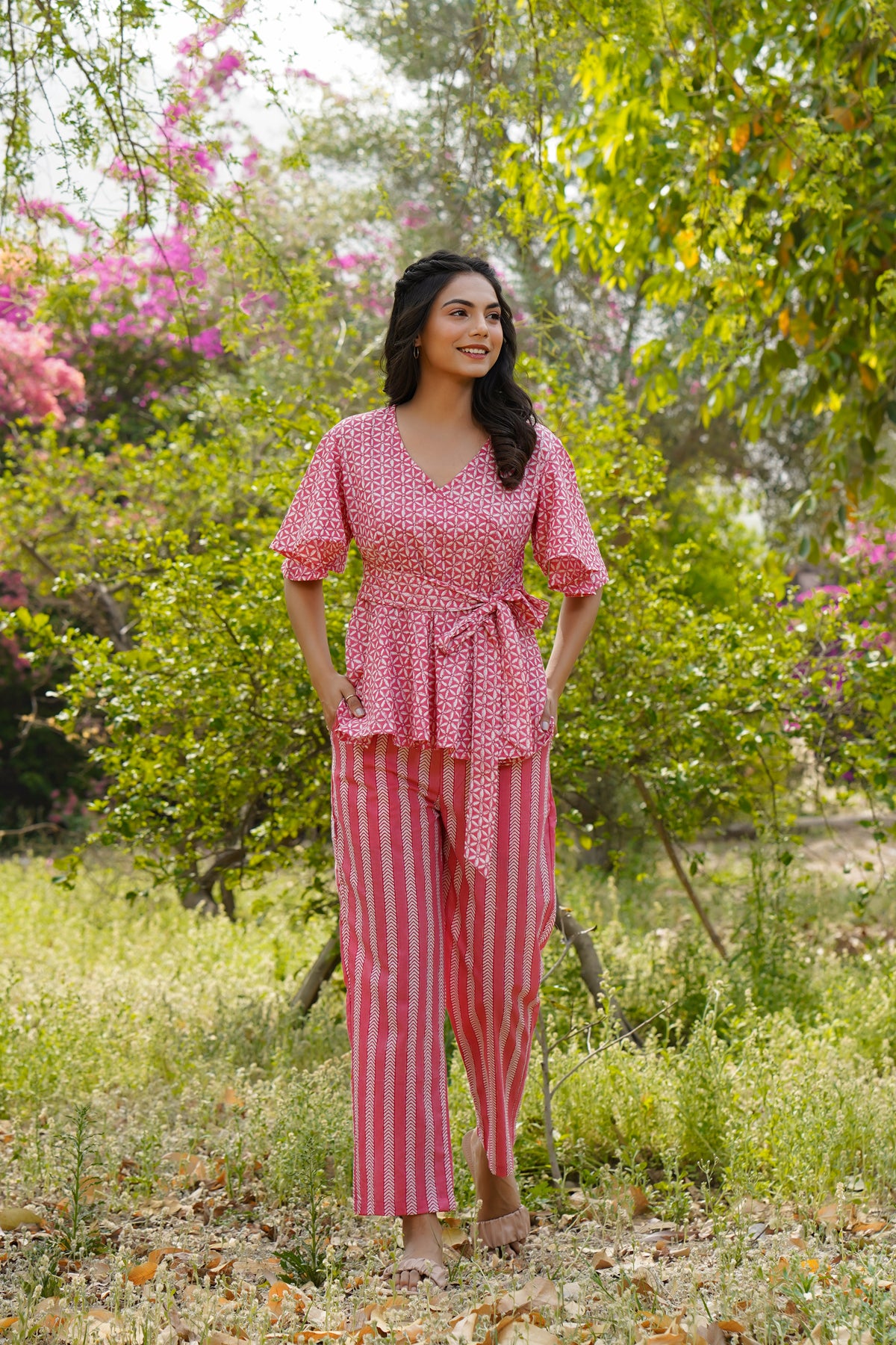 Garden treasures on Pink Loungewear Top Set