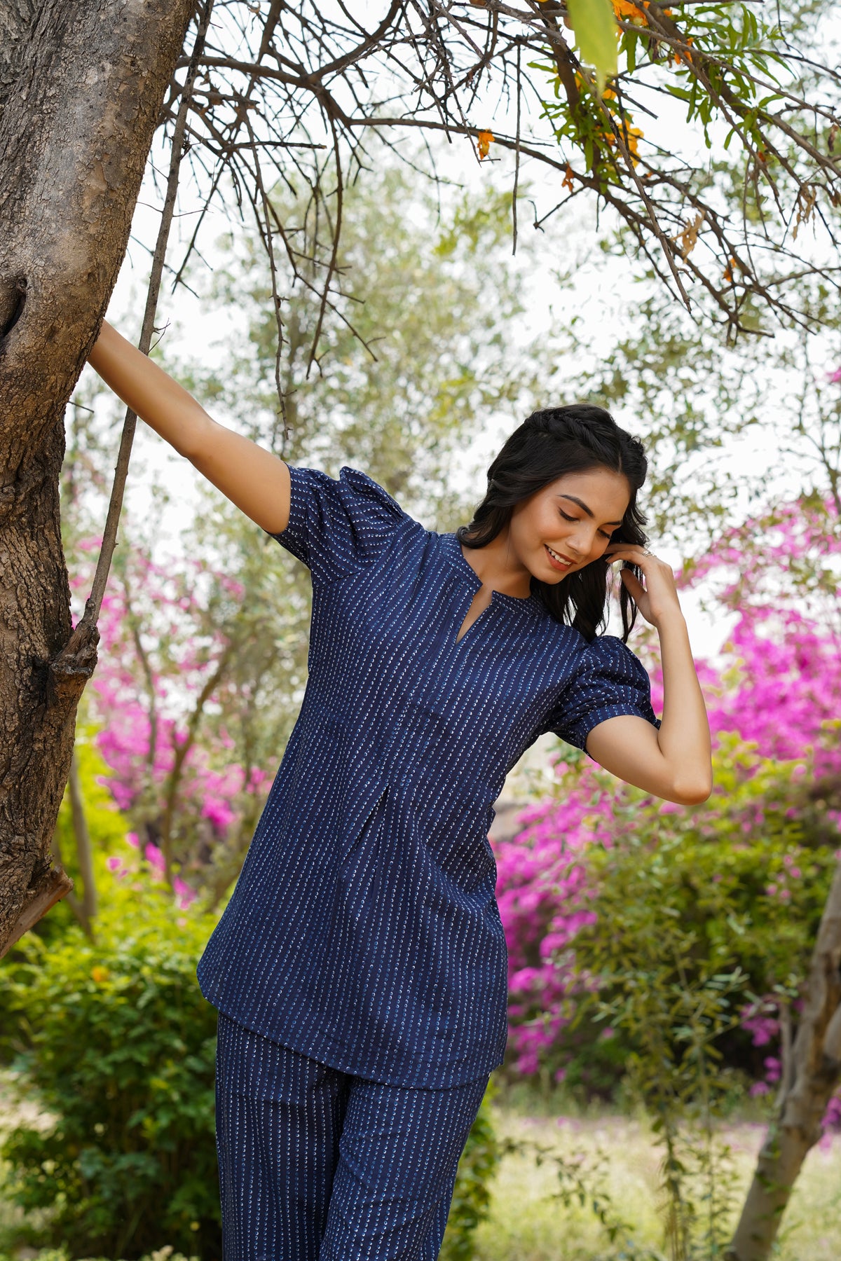 Polka dots on Blue Loungewear Top Set