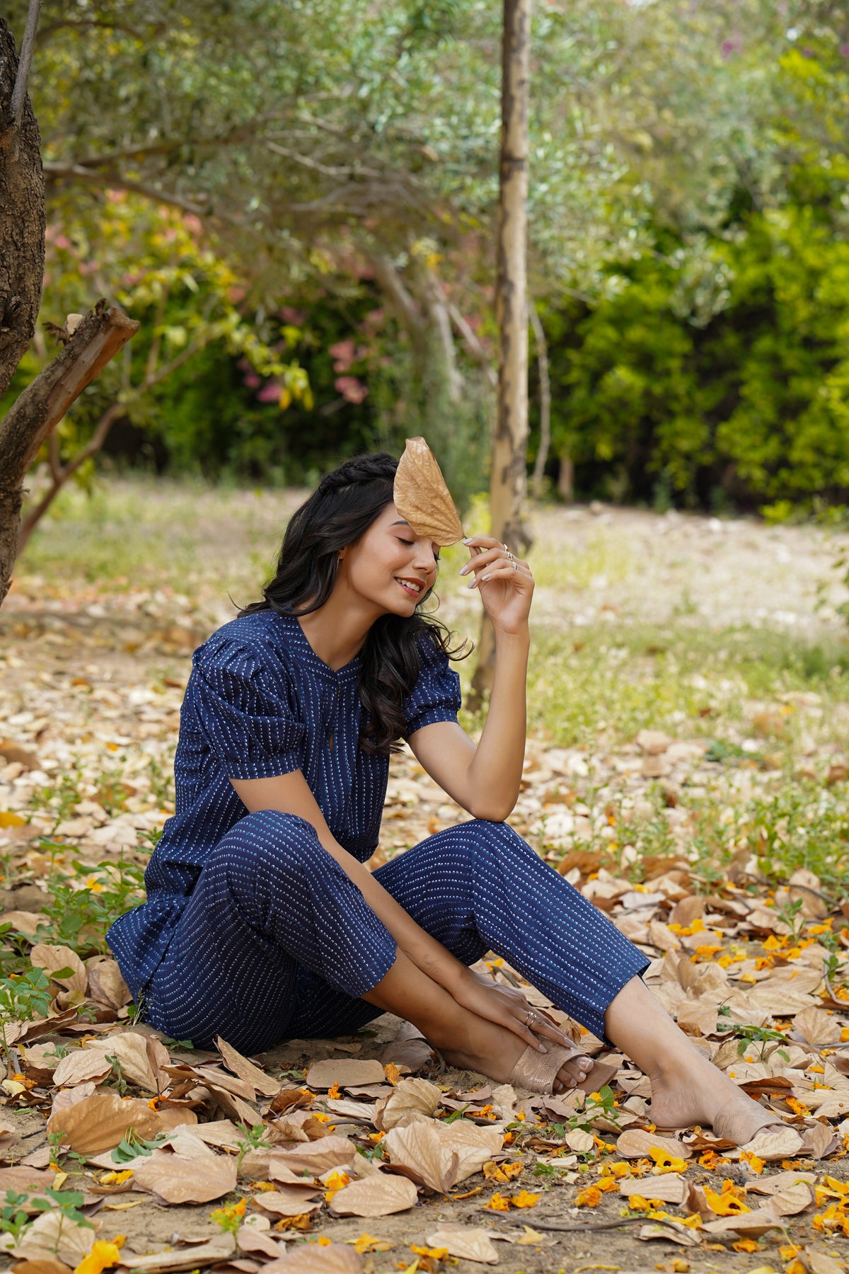 Polka dots on Blue Loungewear Top Set