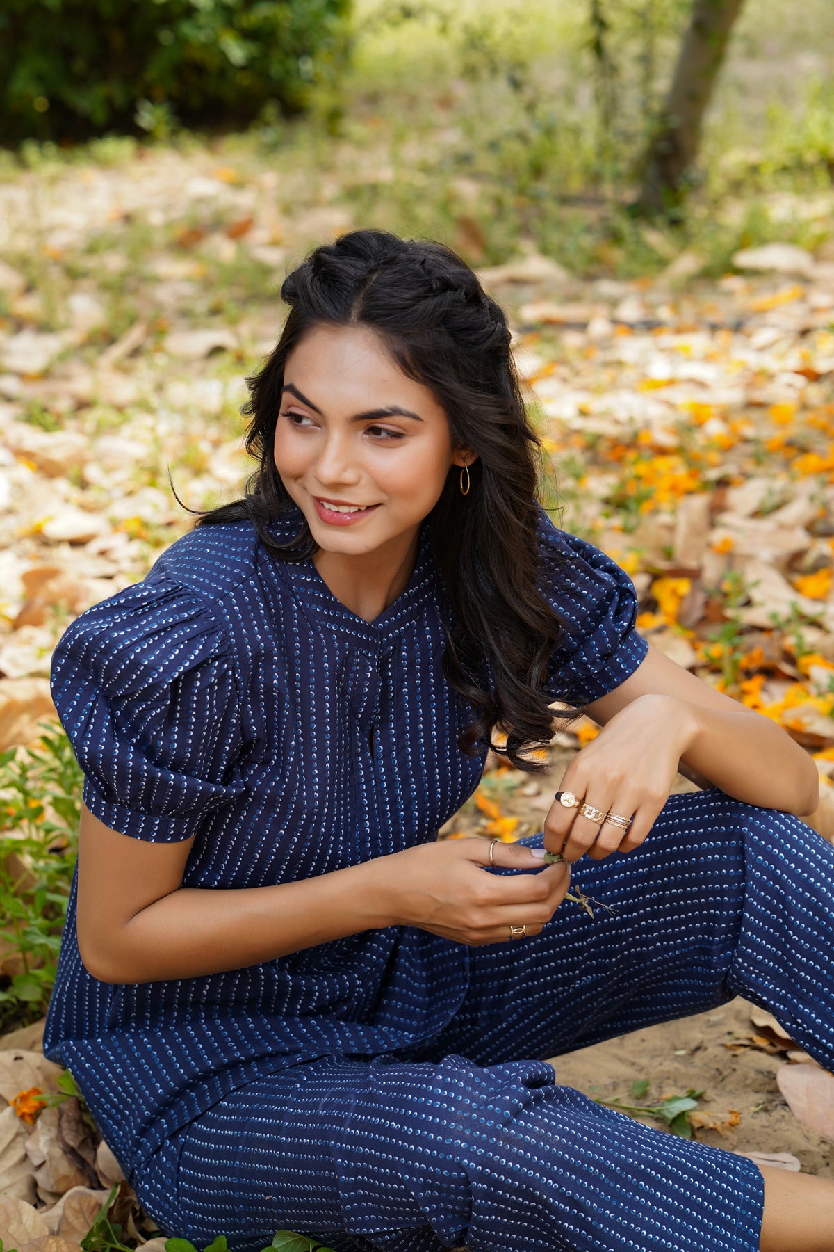 Polka dots on Blue Loungewear Top Set