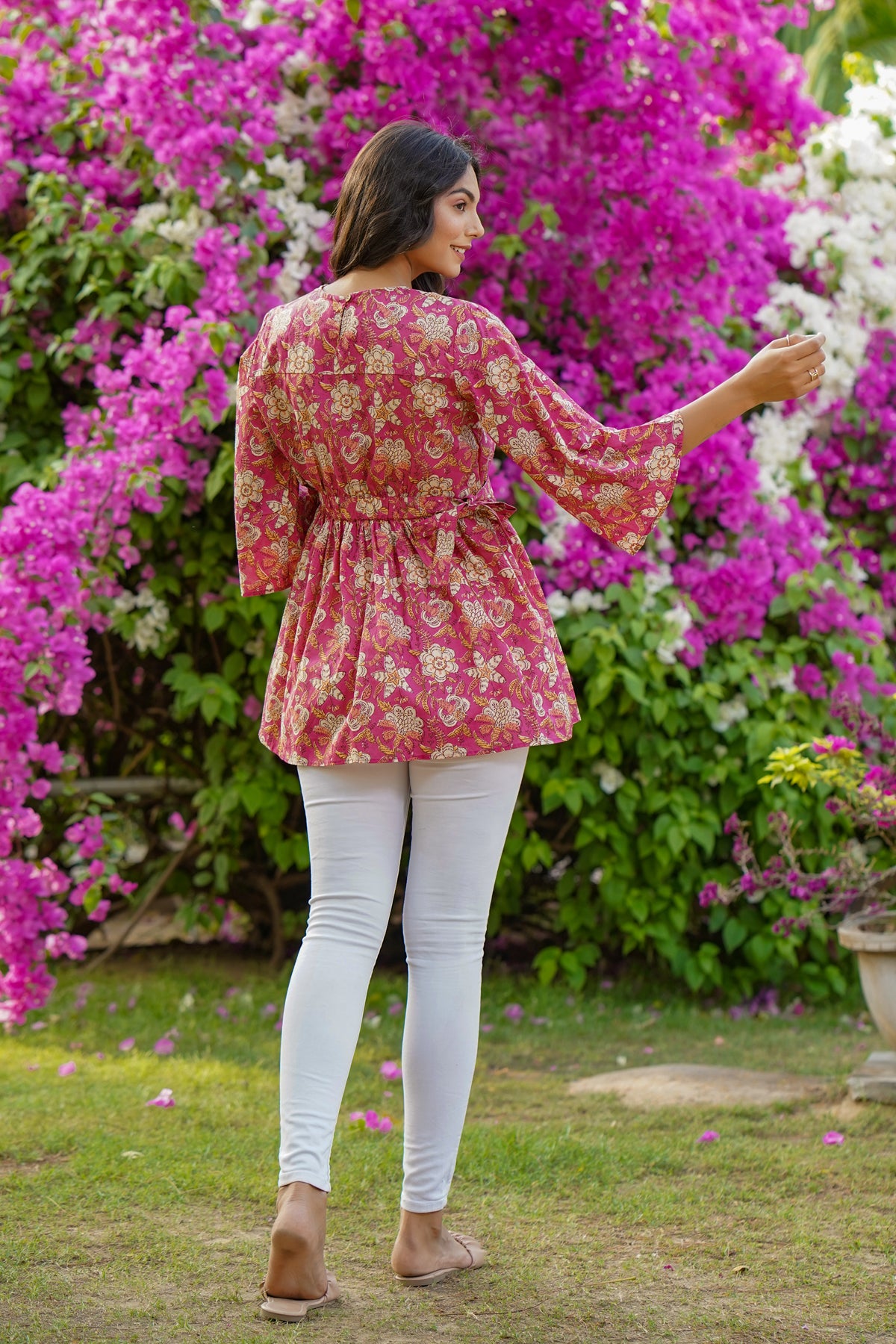 Buttercup floral Pink Short Kurti