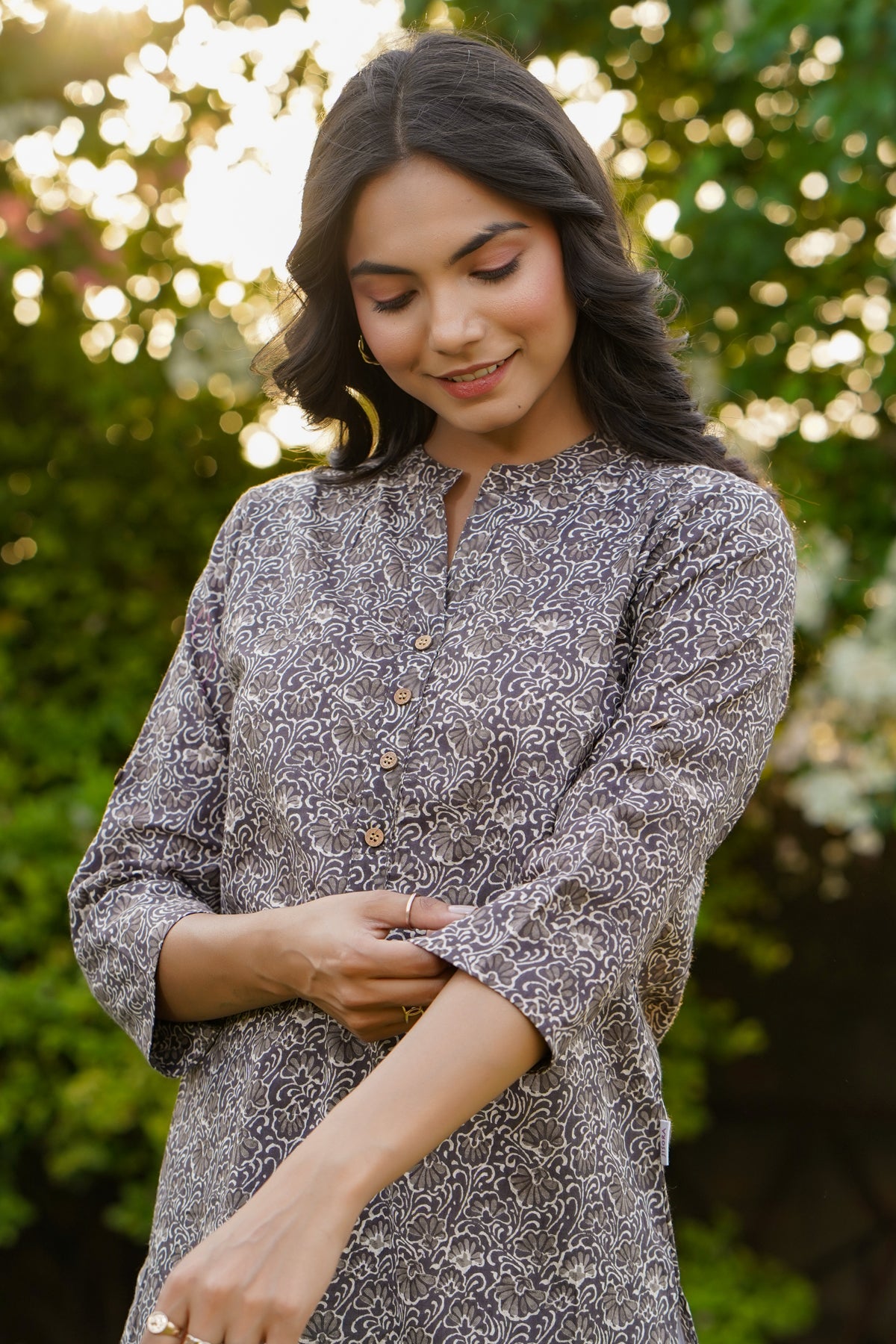 Daabu on Brown Short Kurti