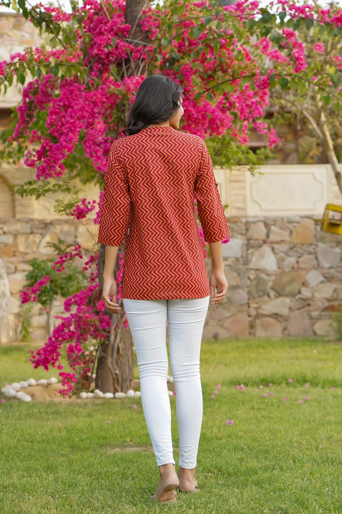 Zigzag on Maroon Short Kurti