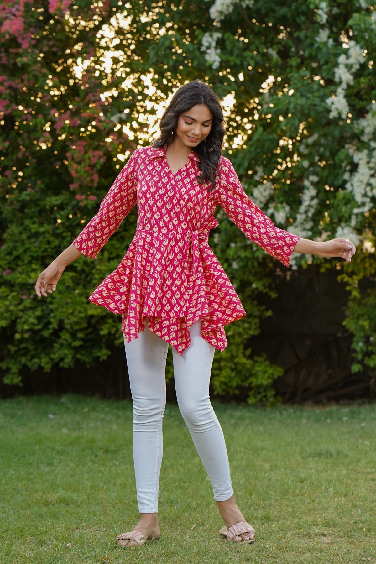 Flames on Pink Short Kurti