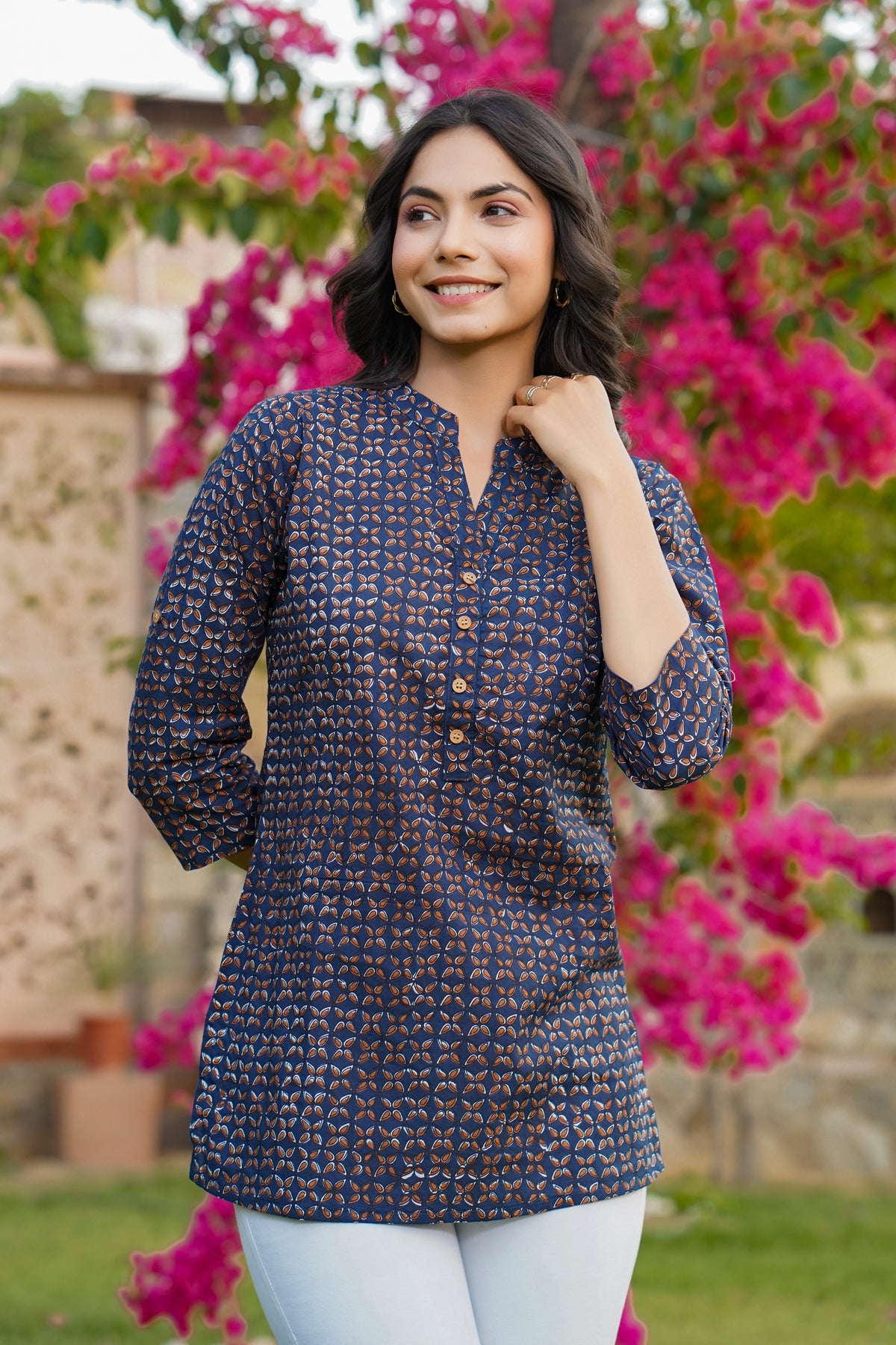 Cruciform on Blue Short Kurti