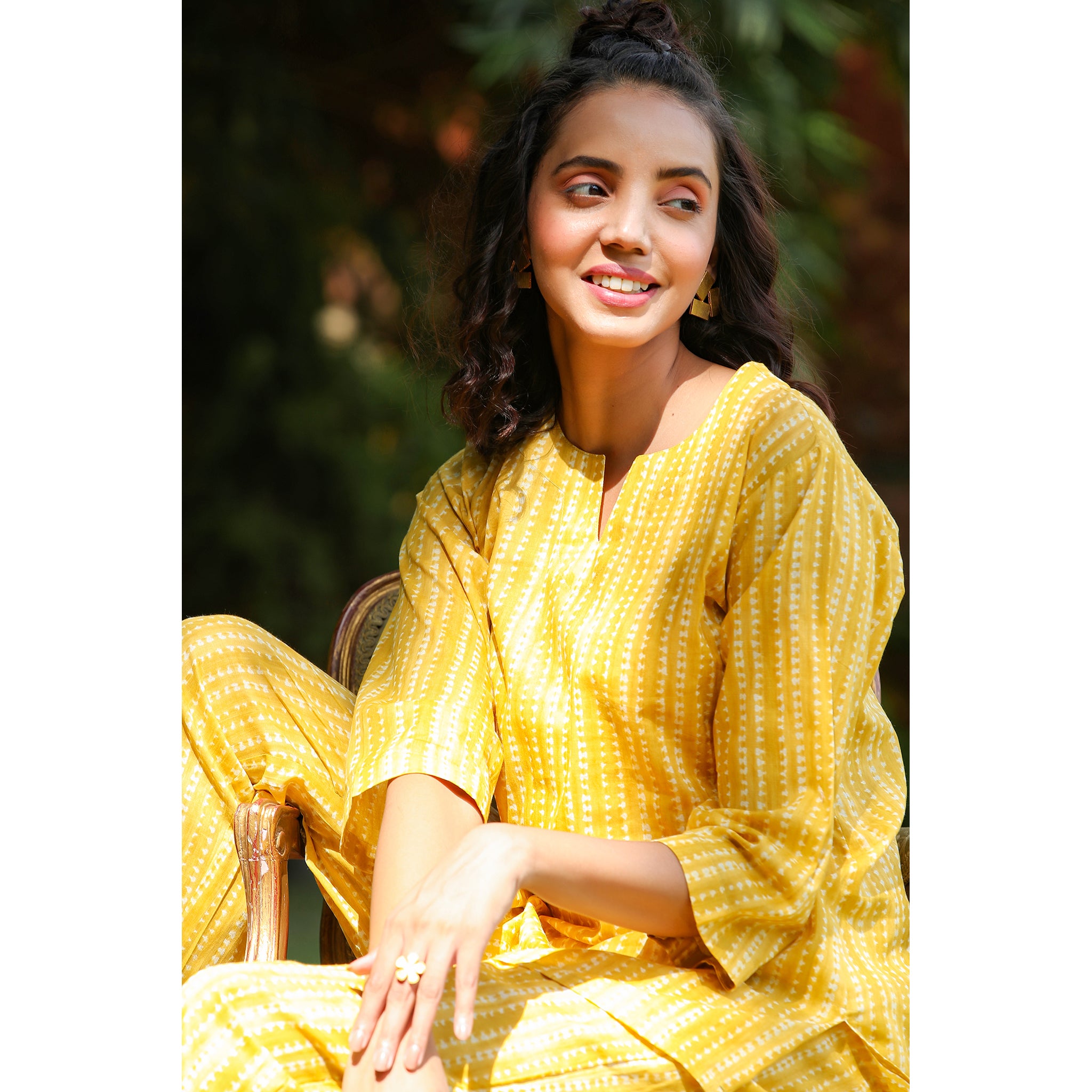 Shibori on Yellow Loungewear Top Set