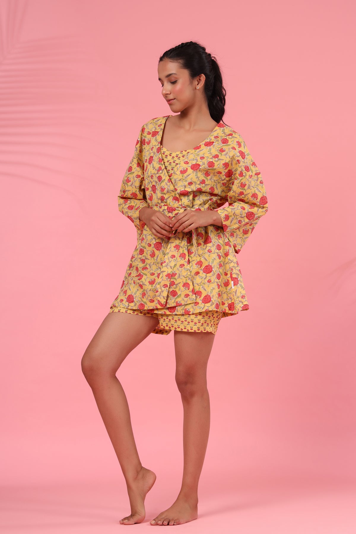 Floral Mosaic on Mustard Three Piece Set