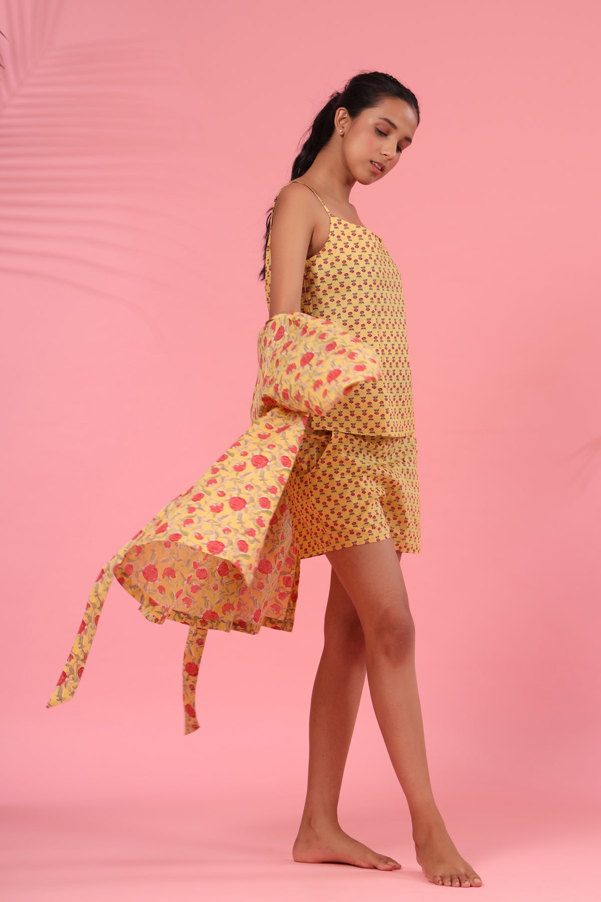 Floral Mosaic on Mustard Three Piece Set