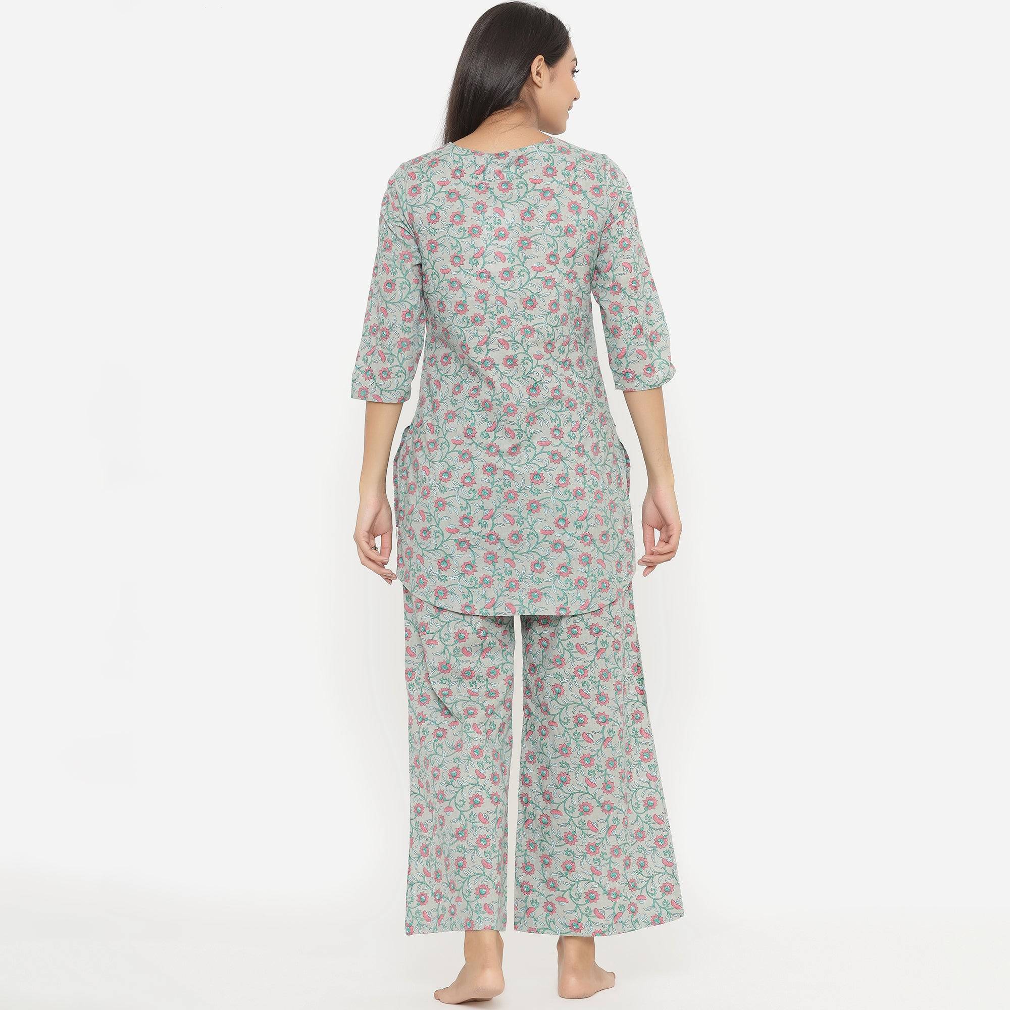 Delicate Jaal On Grey Loungewear