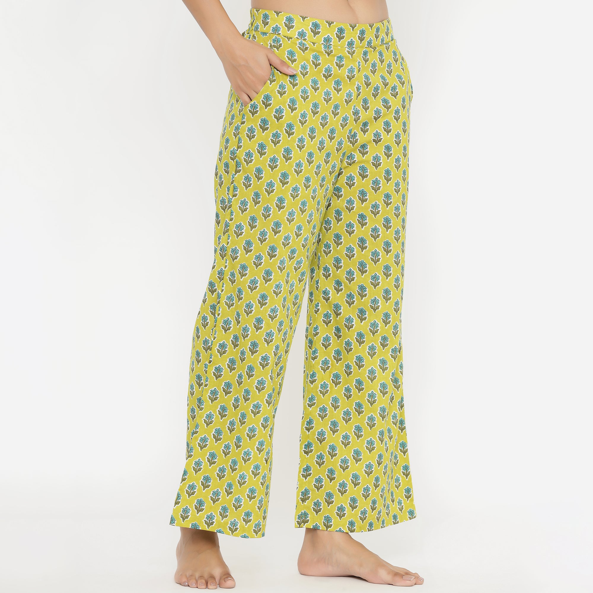 Floweret on Green Loungewear Top Set