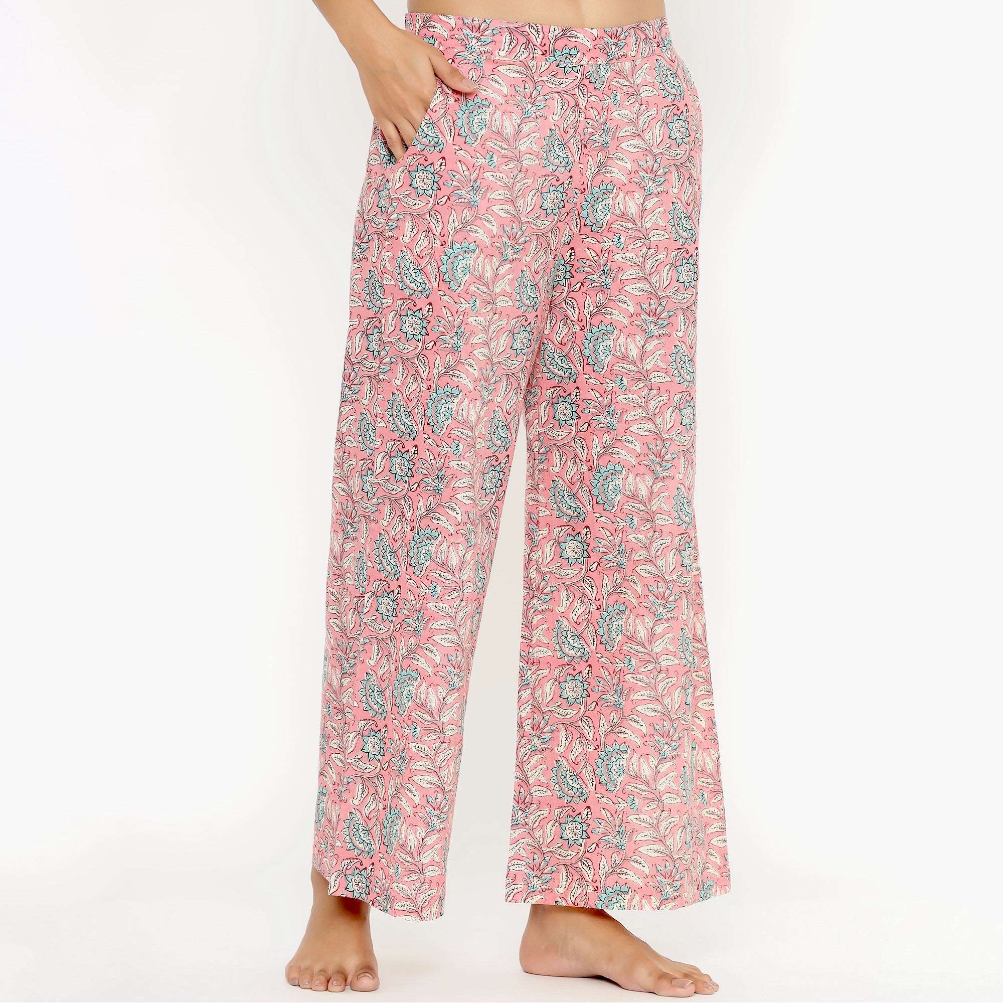 Delicate Jaal On Pink Loungewear