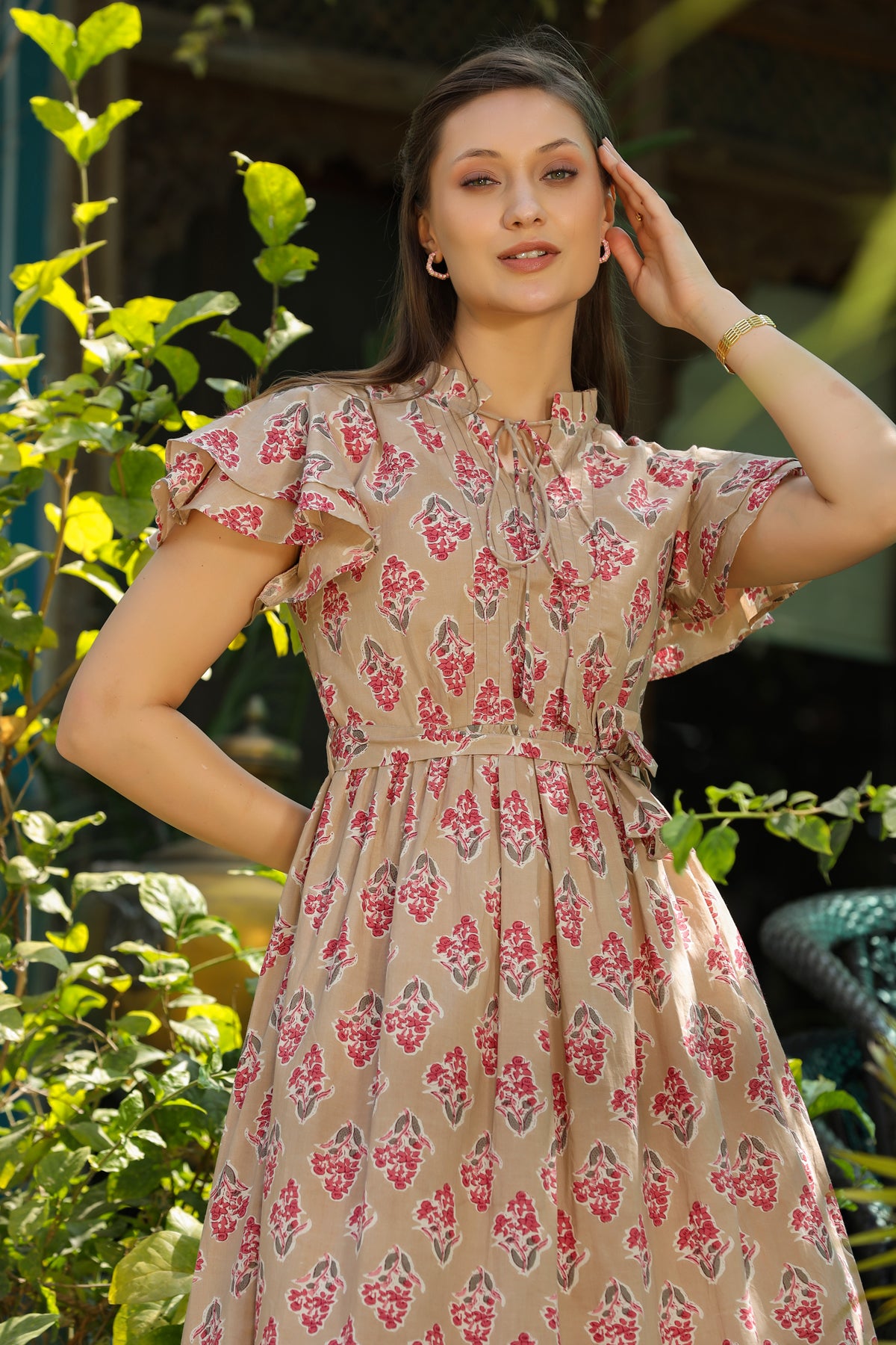 Floral Cotton MIDI Dress