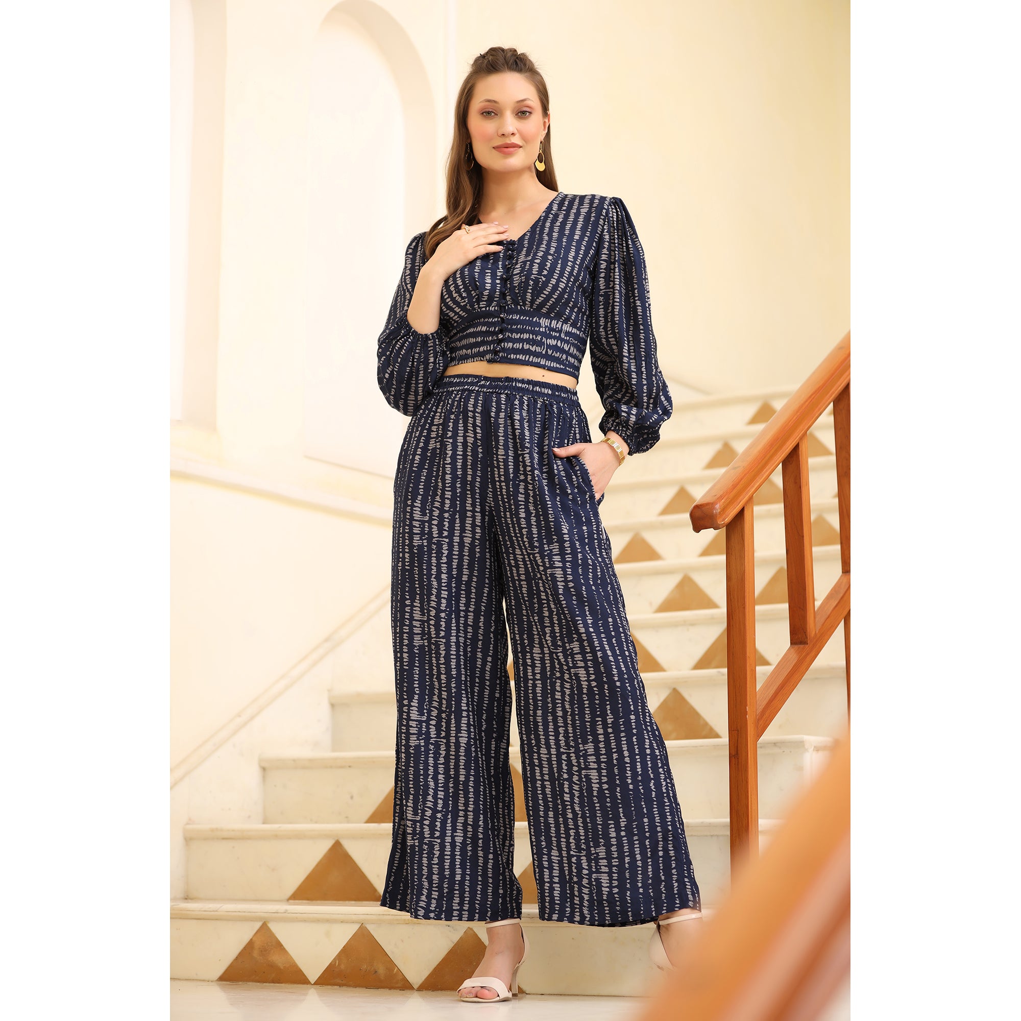 Navy Blue Ensemble Silk Co-ordinate Set