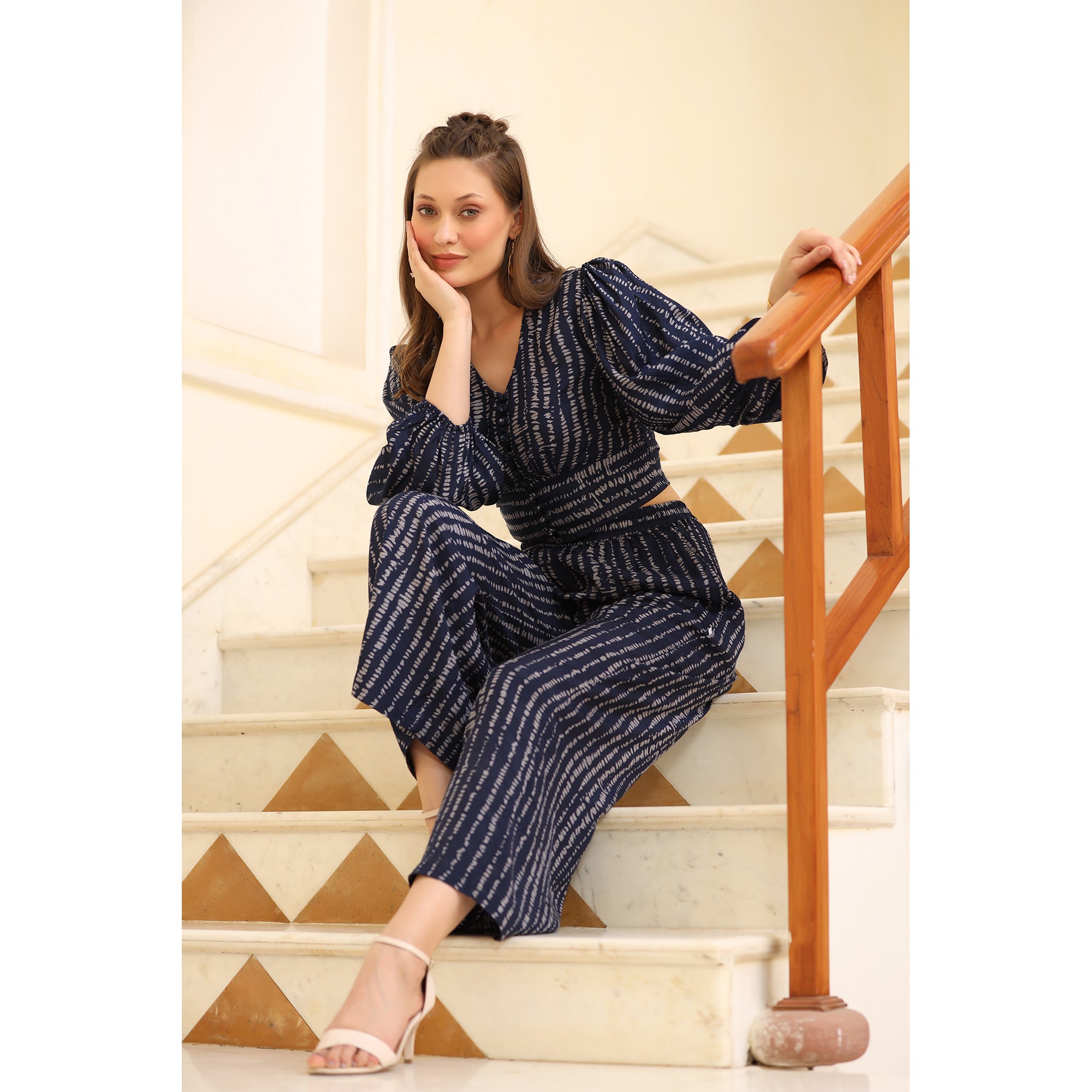 Navy Blue Ensemble Silk Co-ordinate Set