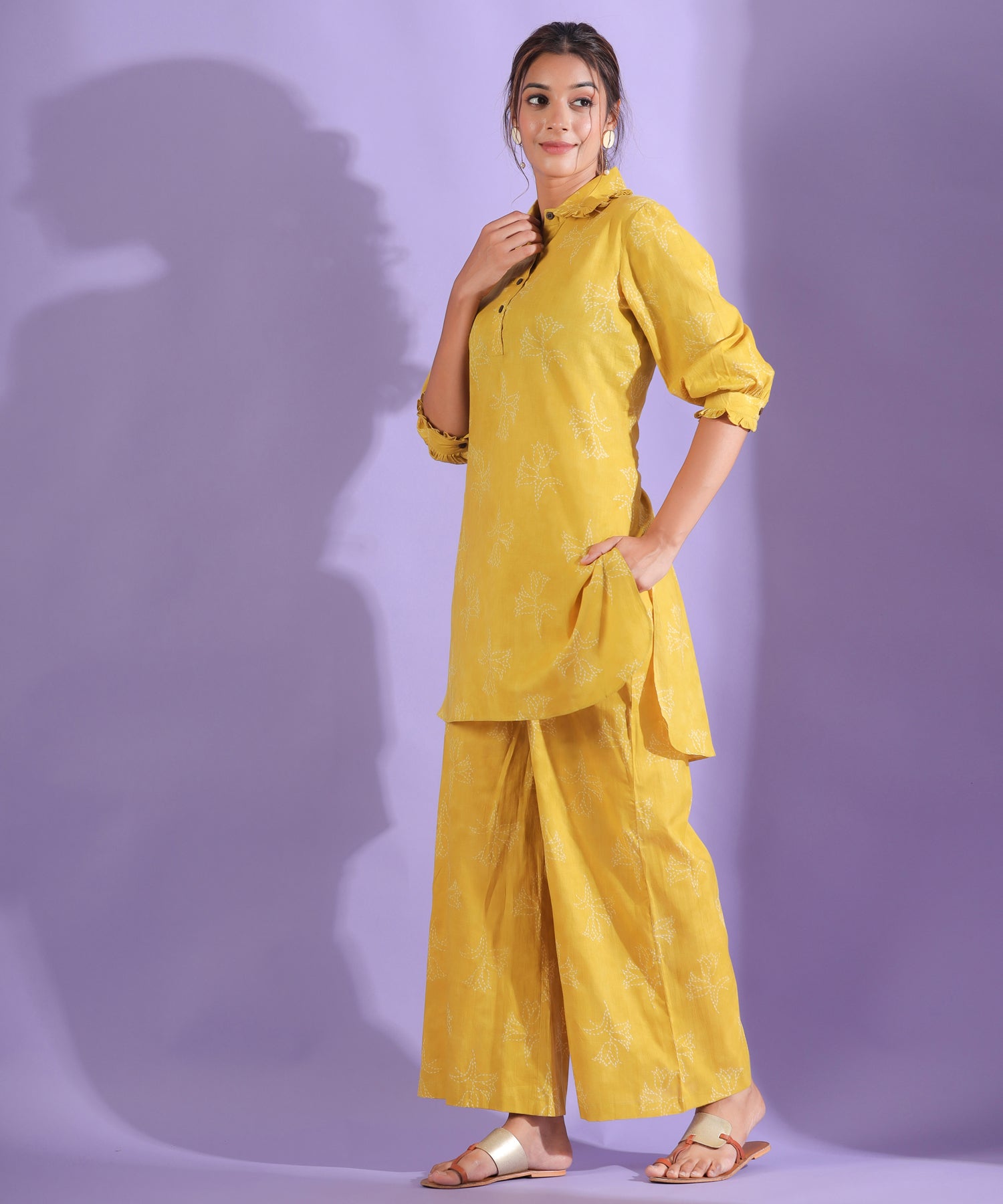 Rosey Embry on Yellow Palazzo Loungewear Set