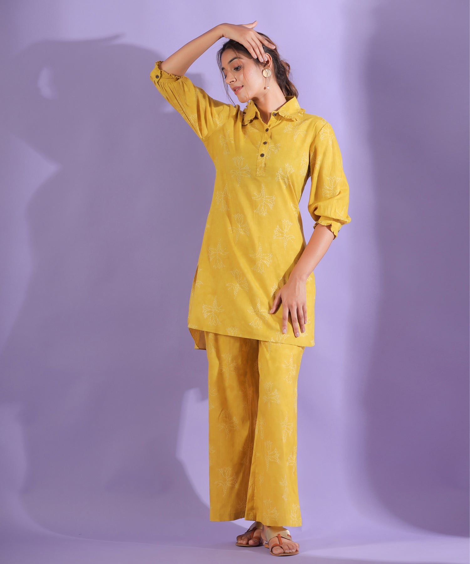 Rosey Embry on Yellow Palazzo Loungewear Set